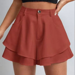 Shorts de Verano para Mujer, Estilo Nuevo, Cintura Alta, Doble Capa, Holgados, Casuales, de Color Sólido - Product Image 2