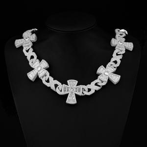 925 Silver Lab Grown Diamond Cuban Link Chain Rose Gold Finish Fully Iced Mens Luxury <b>Statement</b> <b>Necklace</b> - Product Image 2