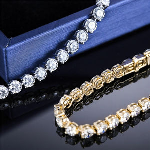 Luxury 3MM Brilliant Cut Lab grown Diamond Tennis Chain Link 10K <b>Solid</b> <b>Gold</b> Custom Hip Hop Jewelry Party Gift Charm Bracelets - Product Image 5