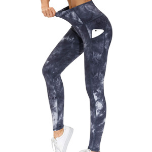 High Waist Tie Dye <b>Leggings</b> Full Length Stretch Knitted Sporty Women's Yoga Pants - Product Image 1