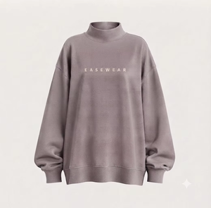 Sweat-shirt en molleton à col montant pour femme, coupe décontractée, style streetwear, tissu brossé de luxe, broderie, vêtement de tous les jours - Product Image 1