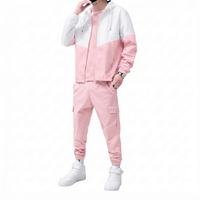 Ensemble de survêtement coupe-vent à capuche pour homme, color block, vêtements de sport personnalisés, léger, respirant, streetwear, veste et pantalon de jogging 2-en-1