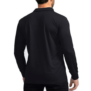 Mens Long Sleeve Polo Shirt Slim Fit Solid Color Soft Stretch Breathable Lightweight Casual Daily Wear <b>Classic</b> Collar Top - Product Image 6