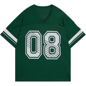 OEM <b>Mesh</b> Football Jersey V Neck Regular Retro Short Sleeve Quick Dry Anti-Bacterial 100% Polyester Heat-Transfer Printing Custom - Product Image 1