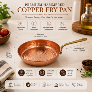 100% Pure Copper Hammered Frying <b>Pan</b>, Handmade Copper Skillet, Premium Chef Cooking <b>Pan</b>, Kitchen Cookware OEM ODM Wholesale - Product Image 5