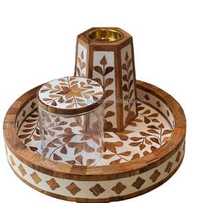 Mabkhara artisanale pour les célébrations de l'Aïd et la décoration du Ramadan Kareem, brûleur d'encens arabe en bois décoré de nacre de luxe - Product Image 6