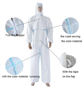 <b>White</b> Hooded Disposable Protective Coveralls Full <b>Body</b> Workwear Lightweight Chemical Resistant <b>Suit</b> for Cleaning - Product Image 2