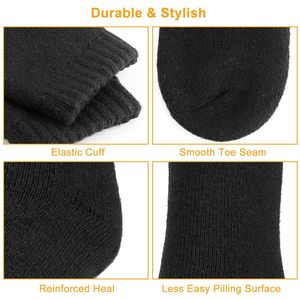 3 paires de chaussettes thermiques d'hiver en laine pour hommes, douces, confortables, épaisses, absorbant l'humidité, noires - Product Image 6