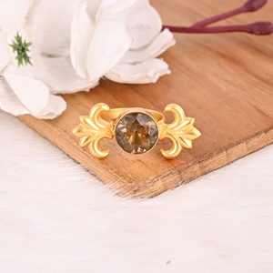 Smoky Hydro Fashion Brass Gold Plated Handmade Gemstone <b>Ring</b> for <b>Women</b> - Product Image 4