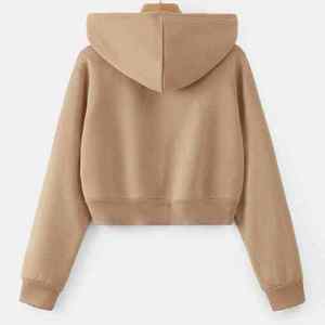 Sudadera con capucha corta personalizada para mujer, talla grande, 100% algodón, manga larga, forrada, estilo lavado, ropa de calle de otoño, venta al por mayor - Product Image 2