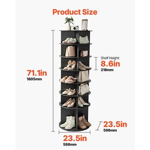 Zapatero Giratorio de 7 Niveles, Torre de Almacenamiento de Zapatos con Rotación de 360 Grados, Exhibidor Giratorio, Independiente, Negro, Tipo Lazy Susan - Product Image 3
