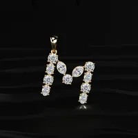 Nouveauté : Pendentif Solitaire en Or Jaune avec Diamant de Laboratoire CVD en Forme de M, Idéal pour Fiançailles et Mariage, Tendance, Couleur D-E, Pureté VVS-VS