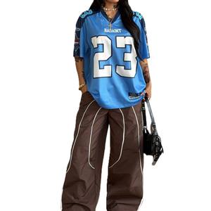 Camiseta de Fútbol Americano Unisex Extra Grande de Malla Azul 100% Poliéster, Estilo Urbano con Número Estampado, Transpirable, Servicio OEM Personalizado - Product Image 4