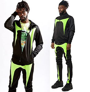 Venom-Ropa deportiva para hombre, rompevientos verde, conjunto de 2 piezas con cremallera y cuello frontal completo, chándal con cremallera - Product Image 1