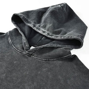 OEM Custom Hood Fleece Men's Heavyweight Cotton Hoodie <b>Sun</b> Faded Wash Regular Hoodie - Product Image 5