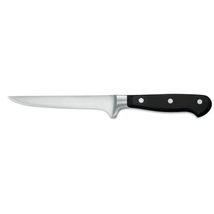 Cuchillos profesionales para deshuesar, de acero inoxidable, con hoja curva afilada y mango ergonómico negro con triple remache, para carne y aves. - Product Image 1