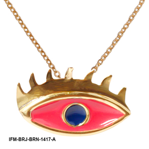 Collar con Colgante de Ojo Esmaltado Rosa Hecho a Mano, Cadena de Latón Chapado en Oro de 18K, Joyería de Estilo Europeo y Americano para Mujer, Regalo para Fiestas - Product Image 2
