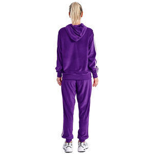 Customized Women <b>Pink</b> Hooded <b>Tracksuit</b> Full Length Solid Color Casual Two Piece Set With Side Pockets Breathable Cotton Material - Product Image 4