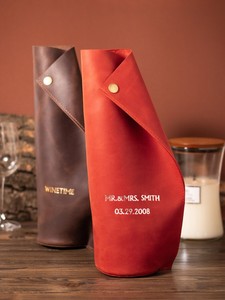 Porte-vin en cuir véritable avec logo personnalisé, sac de transport de luxe pour une seule bouteille, fabrication en gros, porte-vin en vrac, cadeau LEB-0060 - Product Image 5