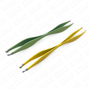 2PCS Double Ended Stainless Steel Eyebrow Tweezers Set Slant <b>Point</b> Tip Yellow Green Beauty Grooming <b>Tools</b> OEM - Product Image 5