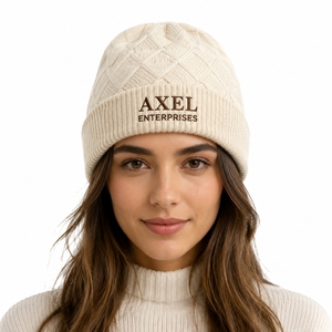 Bonnet unisexe en tricot torsadé avec revers, doux et extensible, idéal pour un confort quotidien en hiver - Product Image 2