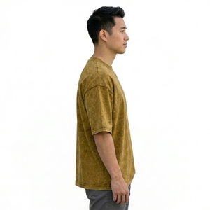 Summer Lightweight Acid Wash Oversized Jersey Solid T-Shirt 100% Cotton Boxy Fit Short Sleeve Streetwear Casual Wear - Product Image 2