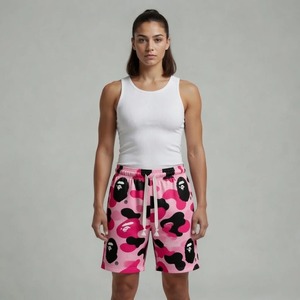 Shorts Bermuda Homme Rose et Noir à Carreaux avec Cordon de Serrage, Style Sport Décontracté, Tissu Polyester Respirant, Taille Mi-Haute - Product Image 4