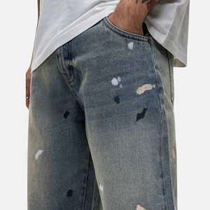 Men's <b>Bleached</b> Denim Bermuda Shorts Mid Waist Casual Washed Cotton Woven Style - Product Image 4