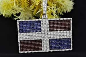 Pendentif pour homme en argent sterling 925 avec drapeau de la République dominicaine en moissanite, style hip-hop luxueux, certifié GCI & IDGL - Product Image 5