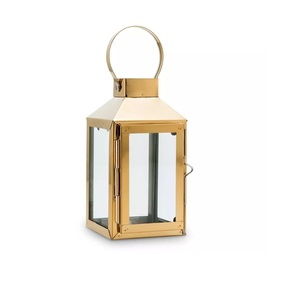 Home Decorative Hanging Stainless Steel Metal & Glass Candle <b>Lantern</b> with <b>Gold</b> Finished Handmade Customized - Product Image 1