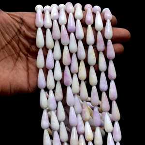 Perles d'onyx violet clair naturel, coupées lisses en forme de goutte, 20 pièces, 8x20mm, pour la fabrication de bijoux, certifiées Chakralume, Rajasthan, vente en gros - Product Image 5