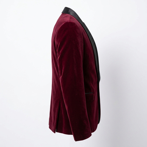 Trending Newly Fashion Men's Royal Blue <b>Velvet</b> Single Breasted <b>Blazer</b> with Black Shawl Collar <b>Blazers</b> - Product Image 2