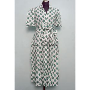 Vestido largo de algodón indio estampado a mano, vestido largo de boda india, ropa de verano para niña, vestido 100% algodón - Product Image 1