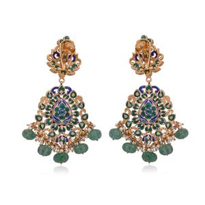 Conjunto de Collar y Pendientes de Plata de Ley Chapados en Oro con Perla de Agua Dulce y Trabajo de Esmalte de Vidrio para Bodas de Mujer - Product Image 2
