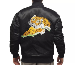 Veste de baseball en satin personnalisée en gros, veste de cheerleading en satin brodée à la mode, veste de réchauffement - Product Image 3