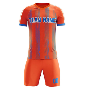 Uniforme de Fútbol Personalizado Color Naranja para Hombre, Transpirable, Poliéster, Impresión por Sublimación, Diseño con Nombre del Equipo, Servicio OEM - Product Image 1