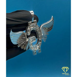 Winged "G " Letter Pendant <b>Iced</b> <b>Out</b> Hip Hop Necklace Bling <b>Chain</b> Gold Tone Fashion Jewelry Gift For Men Women - Product Image 3