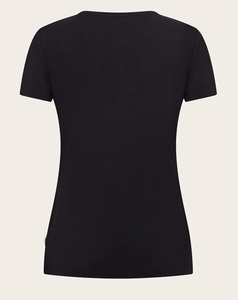 T-shirt décontracté noir uni à col rond et manches courtes pour femme, coupe classique, 100 % coton, toutes saisons, vente en gros 2026 - Product Image 2