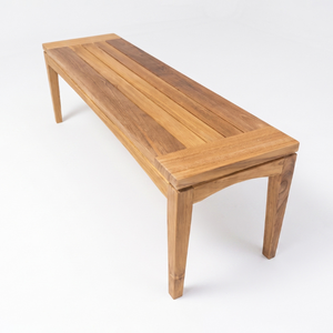 Banco de Madera de Teca Moderno, Resistente y Duradero, Apto para Jardines, Patios, Comedor al Aire Libre, Capacidad para Cuatro Personas, Ecológico - Product Image 1