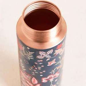 Dark Blue Color Base With <b>Pink</b> Print Pattern Unique Design On Pure Copper <b>Bottle</b> Buy Direct From Supplier At Bulk Price - Product Image 3