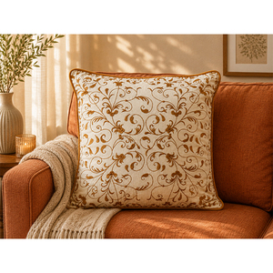 Premium Cotton Embroidered Cushion <b>Cover</b> with Ruffle Edge | Decorative <b>Throw</b> Pillow <b>Cover</b> for <b>Sofa</b>, Living Room & Home Decor - Product Image 3
