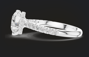 Bague de fiançailles en or blanc 14 carats avec diamant taille cœur, solitaire romantique serti à griffes, bague de mariée de luxe, bande pavée, bijou de mariage élégant - Product Image 2