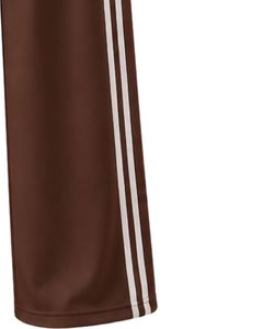 Manufacturer Custom Brown Wide Leg Track <b>Pants</b> With White Side Stripes Women Casual Loose Fit Elastic Waist Streetwear Trousers - Product Image 4