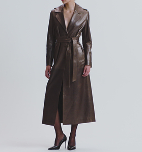 Elegant Genuine Leather Trench <b>Coat</b> Long Length Stand Collar Full Sleeve Zipper Windproof <b>Winter</b> Unisex <b>Thick</b> Outerwear - Product Image 1