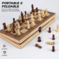 Jeu d'échecs magnétique en bois massif écologique pour enfants et adultes, plateau compact pliable carré avec rangement intégré, anti-rayures