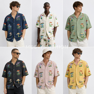 เสื้อฮาวายชายขายส่ง แขนสั้น คอปกคิวบา ลายต้นปาล์ม ผ้าเนื้อนุ่ม ใส่สบายสำหรับฤดูร้อน เหมาะสำหรับใส่ไปเที่ยวพักผ่อน ผู้ผลิตขายส่งจำนวนมาก - Product Image 3