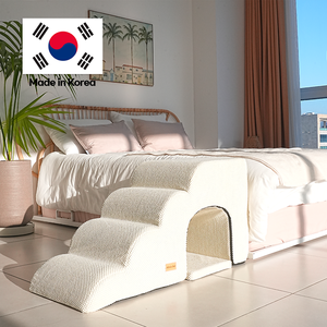 [AllmioPet] Senior Pet Stairs 4 <b>Step</b> Ivory Indoor Modern Dog Cave Style Non Slip Removable Washable Cover - Product Image 1