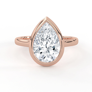 แหวนเพชรทรงลูกแพร์ 2.59 กะรัต ทอง 14K 18K เพชรเลี้ยงในห้องปฏิบัติการ ดีไซน์เรียบหรู แหวนหมั้นเพชรเม็ดเดี่ยวทรงสเต็ปคัท แหวนแต่งงานแบบโมเดิร์นขอบเพชร - Product Image 2