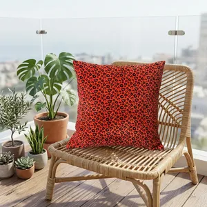 Coral <b>Orange</b> Velvet Pillow Cover with Black Leopard Print Custom Size Decorative <b>Throw</b> Cushion home textile cushion cover - Product Image 6