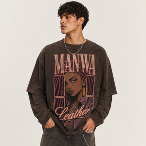 เสื้อยืดโอเวอร์ไซส์ผู้ชาย Manwa พิมพ์ลายตัวอักษร สไตล์สตรีท คอกลม แขนสั้น ผ้าแคนวาส 100% คอตตอน ระบายอากาศได้ดี เป็นมิตรกับสิ่งแวดล้อม - Product Image 4
